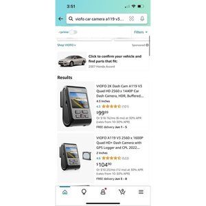 Viofo A119 V3 Dash Cam Brand new